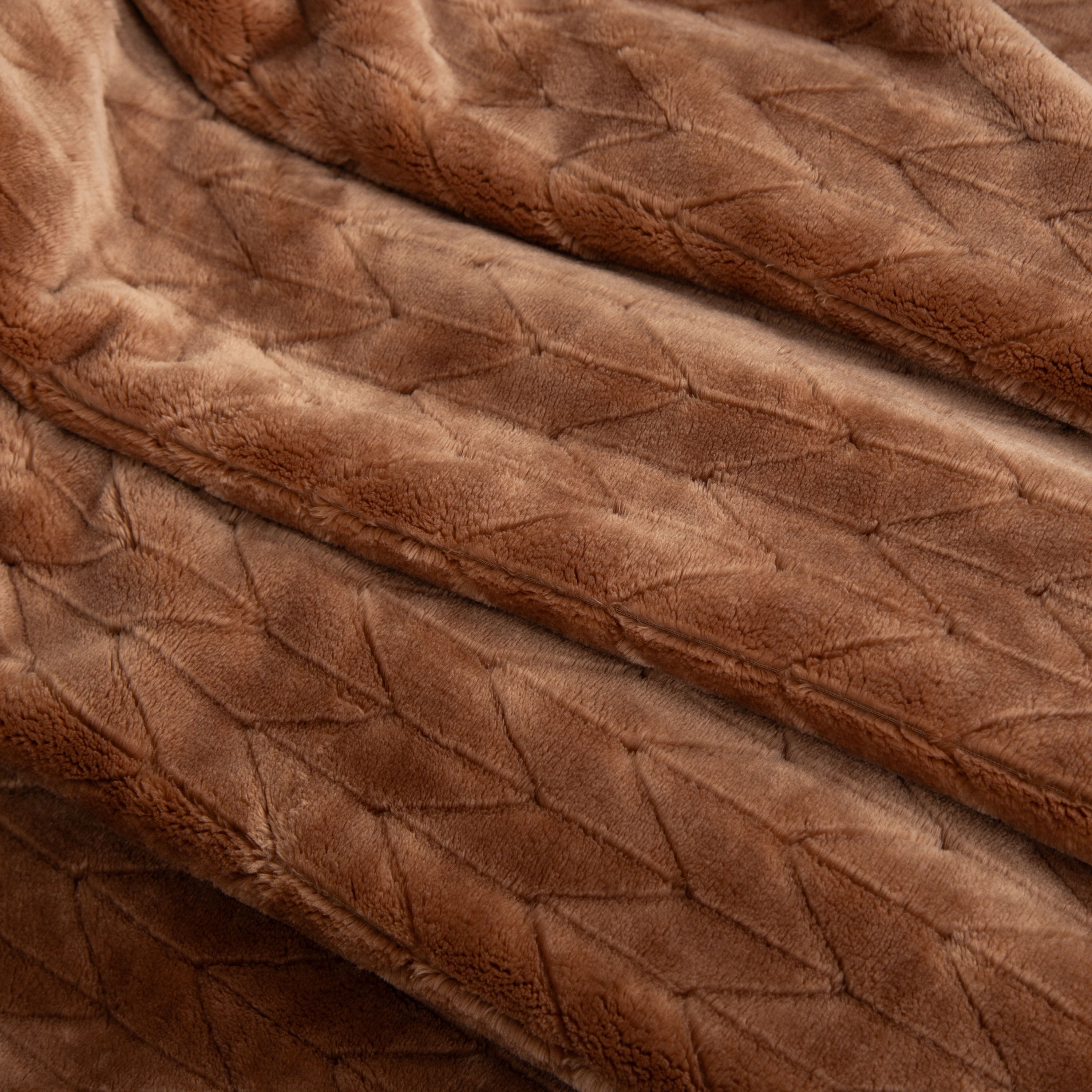 Better Homes & Gardens Textured Velvet Plush Soft Fleece Throw Blanket, Oversized, Brown Wool