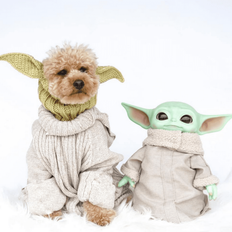 Zoo Snoods Baby Yoda Mandalorian Dog Costume - Alien Green Hoodie with  Stretchy Headband Snood, Large Size for Party Hat Dog Ears Outfit, Anxiety  Coat