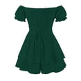thumbnail image 6 of Feancey Women's Off Shoulder Rompers Dressy Casual Jumpsuits Ruffle Summer One Piece Shorts Trendy 2025 Clothes Today's Sales Army Green S, 6 of 10