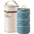 thumbnail image 2 of 3 Pcs Portable Lunch Container Set Separate Stackable Stainless Lunch Container with Lunchs Bag Bento Box Hot Food Lunch Containers Blue 9.4 In, 2 of 8