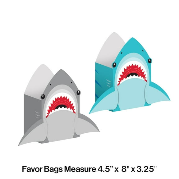 Access 350506 8 x 4.5 in. Shark Party Paper Treat Bag with Attachments