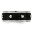 thumbnail image 4 of Edward Mirell Titanium & Black Ti With White Sapphires Grooved Ring, 4 of 7