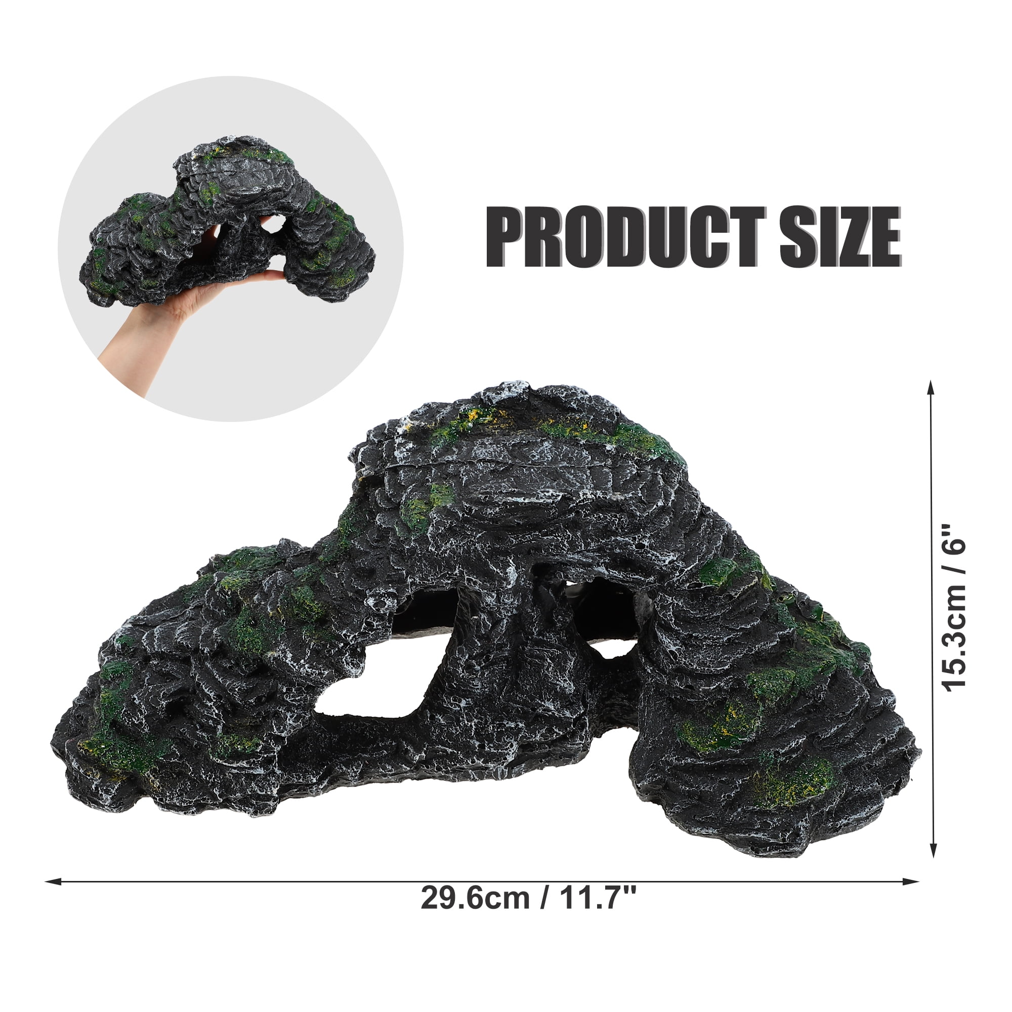 Unique Bargains Turtle Basking Platform Resin Tortoise Rock Aquarium Ornament 11.7"x6"x4.3" Black Green