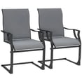 thumbnail image 1 of Outsunny Ensemble de 2 Chaises de Patio, Chaises de Salle à Manger d'Extérieur à Mouvement en C à Ressort, 1 of 10