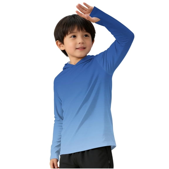 Boys UPF 50 Rash Guard Long Sleeve Sun Protection Hoodie Thumb Hole Tie Dye Casual Hooded Shirts Breathable Loose Beach Clothes 5-15 Years