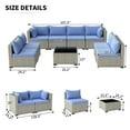 thumbnail image 6 of MRUAKA 9 Pieces Patio Conversation Set, Outdoor Sectional PE Rattan Wicker Furniture Seat,Haze Blue, 6 of 7
