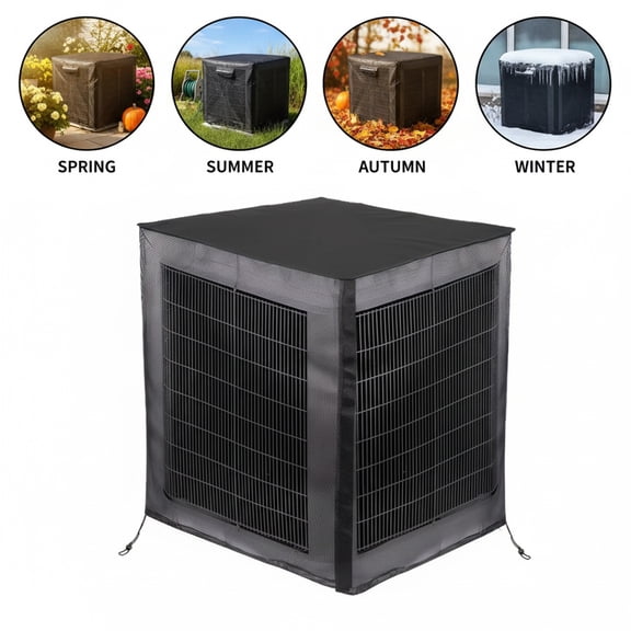Eurhowing Air Conditioner Cover, Heavy Duty 600D Waterproof & Weatherproof Square AC Cover, Outdoor Air Conditioner Cover for Central AC Unit, 28"×28"×32", Black
