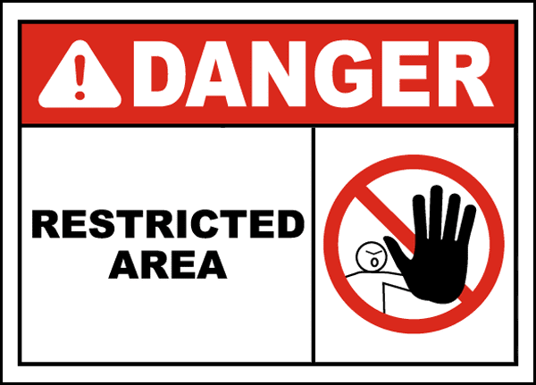 DANGER RESTRICTED AREA SELF ADHESIVE STICKERS SAFETY SIGNS 