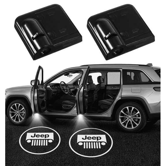 Wireless LED Door Projector Lights for Jeep, No-Drill Magnetic Induction Welcome Lights, Universal Fit, 2-Pack