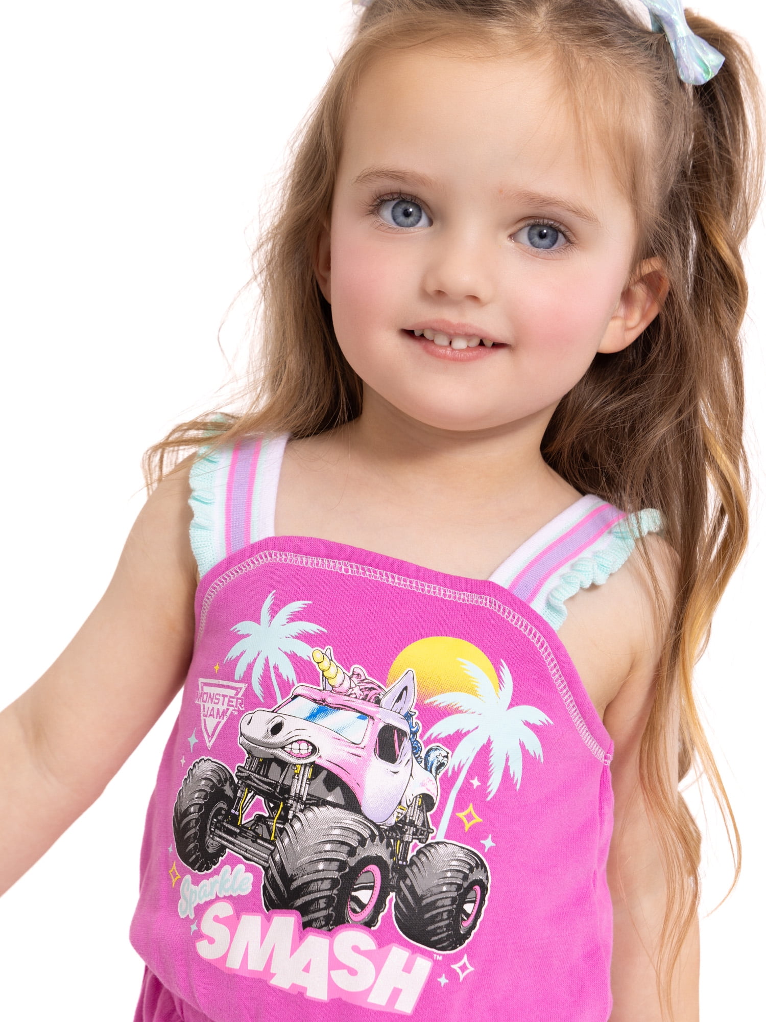 Monster Jam Toddler Girls Sleeveless Graphic Romper, Sizes 12M-5T