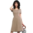 thumbnail image 3 of Made by Johnny Women's Comfy Casual Short Sleeve Flowy Dresses Loose Plain Dress with Pockets L TAUPE, 3 of 6
