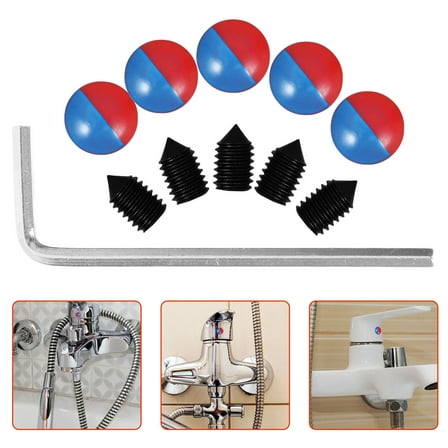 MIPCASE 5Pcs Abs Red Blue Round Sink Hole Covers for Faucet Handle Sealing Hot Cold Indicators Bathroom Kitchen