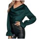 thumbnail image 1 of Camisas Para Mujer Tallas Grandes Casual Suelto Sólido Satén Jersey Cuello Tops Camiseta Blusa Odeerbi ODB129909, 1 of 8