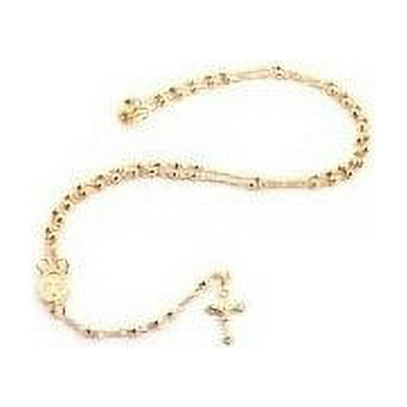 Gold filled Rosary Jesus on the Cross Pendant and Open Arms Charm 18 Inch Necklace