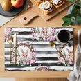 thumbnail image 2 of Bunny Easter Placemats Set of 6, Spring Floral Eggs Farmhouse Striped Placemats for Dining Table, Place Mats for Kitchen Tabletop, Waterproof Wipeable Dining Table Mats Set, 2 of 9
