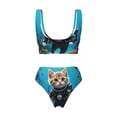 thumbnail image 2 of Honeii Underwater Diving Cat Print Women’s Bikini Set,Two Piece Swimsuit Bathing Suits,Stylish High Elasticity Swimwear for Beach and Pool, 2 of 7