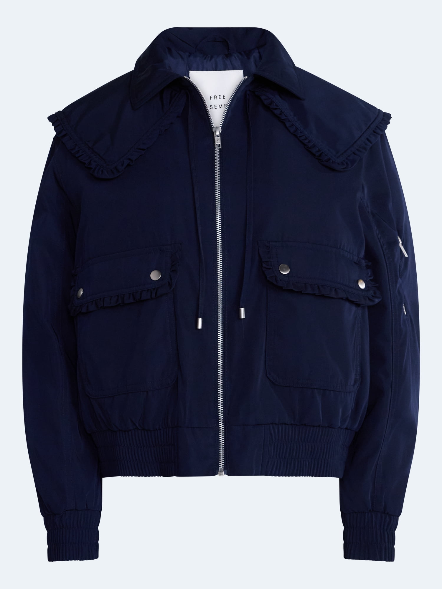 Free Assembly Women's and Women's Plus Ruffle Collar Bomber Jacket, Sizes XS-4X