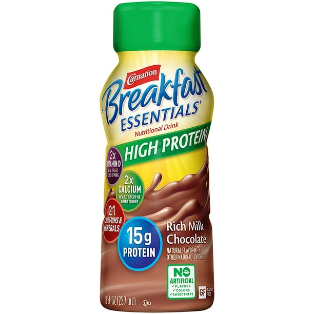 Carnation Breakfast Essentials High Protein ReadytoDrink, Rich Milk Chocolate, 8 Ounce Bottle