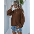 thumbnail image 3 of Womens Turtle-Neck Oversized Sweaters Casual Long Sleeve Pullover Loose Chunky Knit Jumper Brown S, 3 of 8