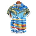 thumbnail image 3 of AHTJRT Stylish Men's Camouflage Print Button Down Short Sleeve Shirt Blue XL, 3 of 5