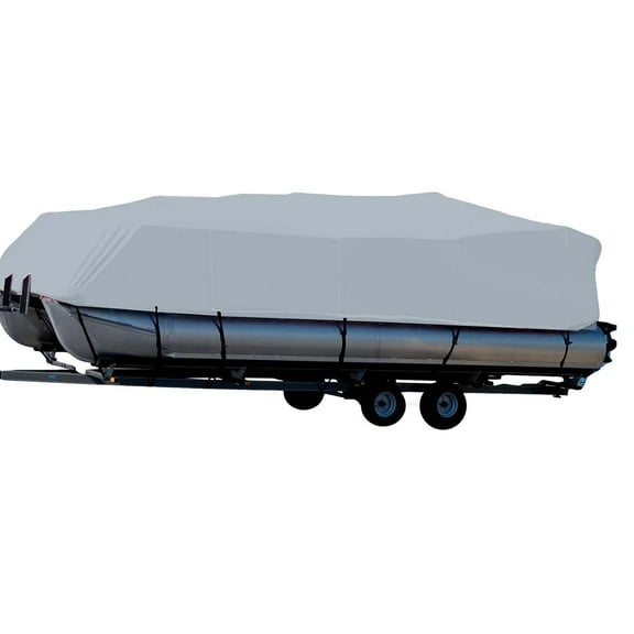 Carver Sun-DURA Styled-to-Fit Boat Cover f/24.5 Pontoons w/Bimini Top Partial Rails - Grey [77624S-11]