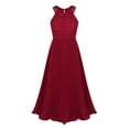 thumbnail image 2 of Alvivi Flower Girl Lace Dress for Kids Floor Length Backless Chiffon Wedding Ball Gown for Special Occasion Burgundy 6, 2 of 7