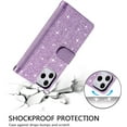 thumbnail image 5 of Wallet Case for iPhone 14 Pro Max 6.7 inch, Retro 9 Card Holder Slots Zipper Pocket Handbag Case Magnetic Closure Kickstand with Wrist Strap TPU Shockproof Flip Case - Glitter Purple, 5 of 16
