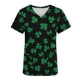 thumbnail image 5 of YOIAVAIOY Black St Patricks Day Scrubs for Women Spring Patchwork Printed Short Sleeve Scrub Tops V Neck Casual Work Nurse Uniforms XXXL, 5 of 5