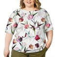 thumbnail image 2 of CLOOCL Women Blouse Beautiful Tulips Printed Shirts Mid Sleeve Summer Clothing Oversized, 2 of 6