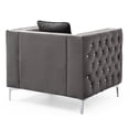 thumbnail image 4 of Contemporary Home Living Button Tufted Velvet Accent Chair with Square Pillow - 40" - Gray, 4 of 4