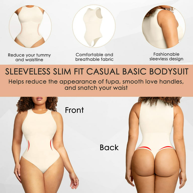 Bodysuit for Women Tummy Control - Shapewear Racerback Top Clothing  Seamless Body Sculpting Shaper High Neck - Skin XL/XXL 