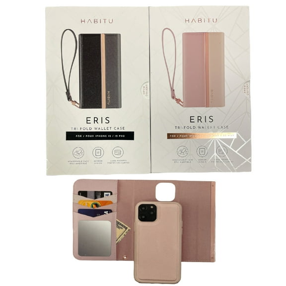 HABITU iPhone X/XS - Eris Tri-Fold Wallet Case - Vegan Leather (Black)