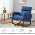 thumbnail image 3 of AVAWING Living Room Rocking Chair, Rocker Fabric Padded Seat Modern Adult Armchair, Solid Wood, Blue, 3 of 7