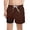 v#117Brown320, variant on Rggeeun Boy Child Pants Solid Color Elastic Waist With Drawstring Layered Knit Loose Fit Wide Leg Above Knee Mesh Breathable For Summer Travel Party Basic Trousers,Brown,11-12 Years
