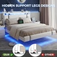 thumbnail image 5 of IDEALSOUL Queen Size Floating Bed Frame with Upholstered Storage Headboard, Metal Platform Bed with Charging Station & LED,No Box Spring Needed,Easy to Assemble (Queen,White), 5 of 13