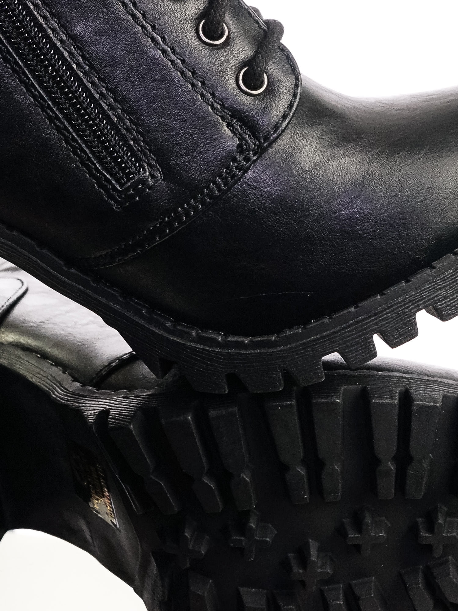 soda women's malia faux leather lace up chunky ankle boot