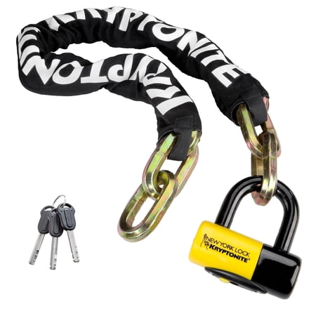 Kryptonite New York FAHGETTABOUDIT 1410 Bike Chain Lock 3.28 Feet Long 14mm Steel Chain Heavy Duty Anti-Theft Bicycle Chain Lock with Keys 10/10 Security Rating for E-Bike Motorcycle Scooter