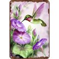 thumbnail image 1 of Placa Metal Vintage Colibrí Pintura Hierro Rectangular Arte Pared 20x30 Cm, 1 of 9