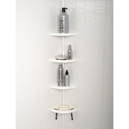 Zenna Home 2104W, Bathtub and Shower Pole Caddy, White