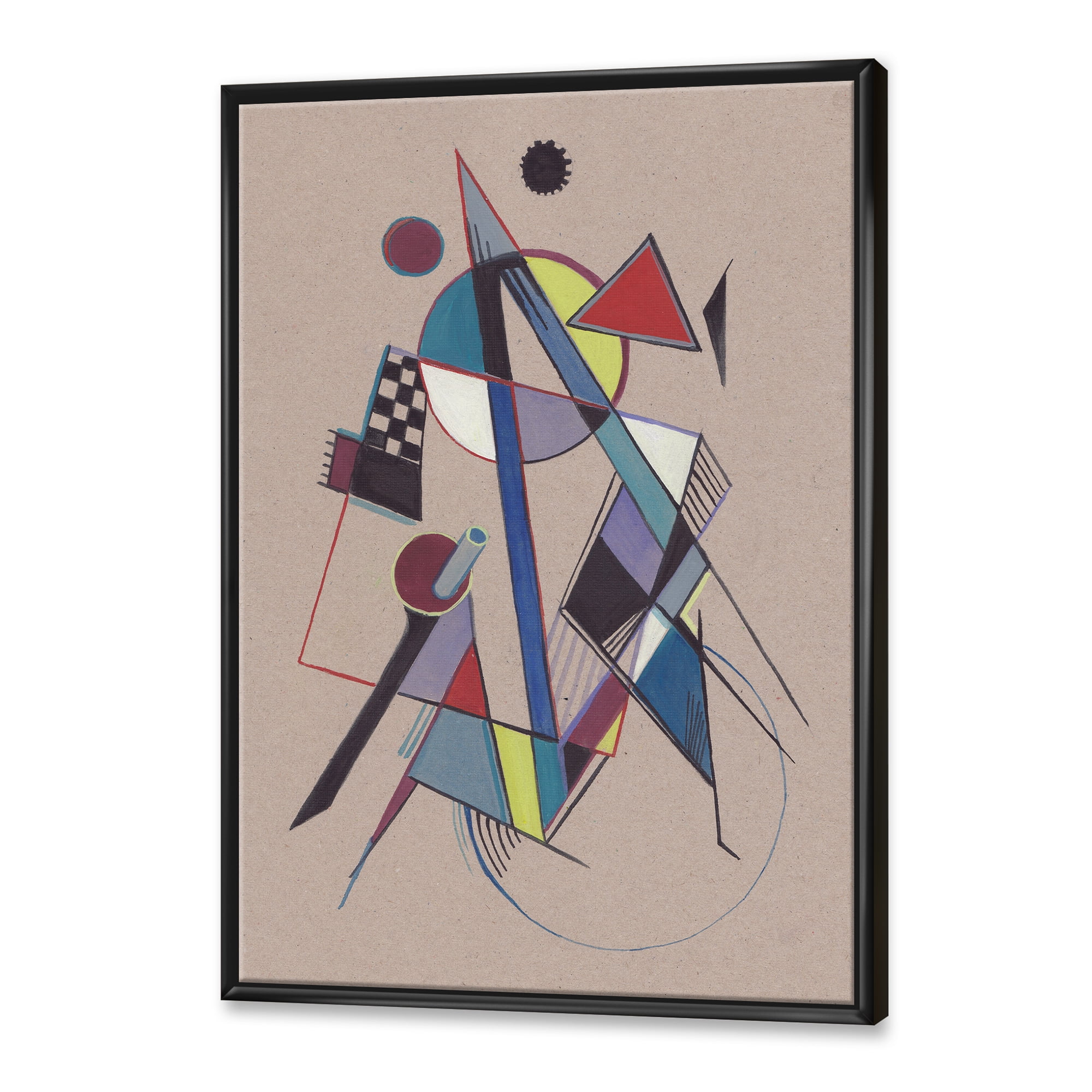 Designart 'Abstract Compositions Of Colored Geometric III' Modern Framed Canvas Wall Art Print