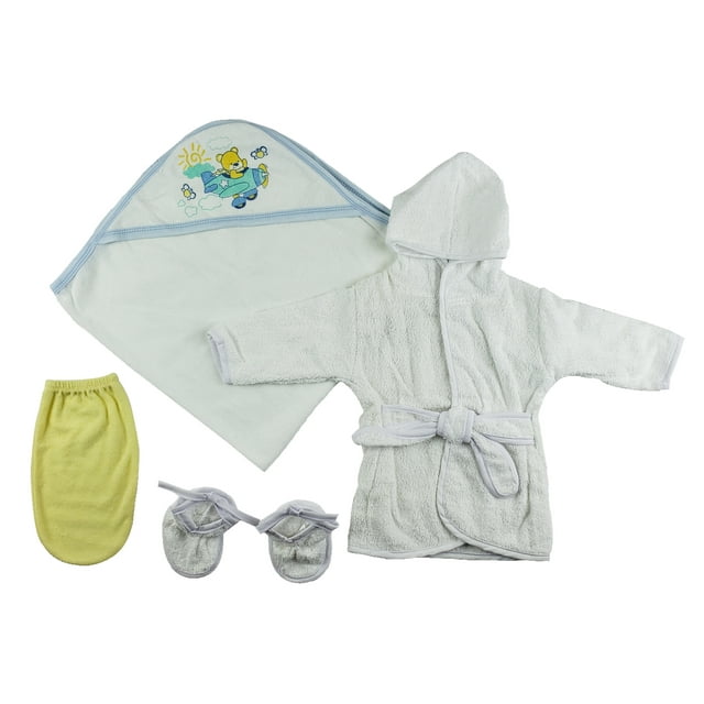 Peignoir pour Bébé Garçon, Serviette à Capuchon et Gant de Toilette - Ensemble 3 Pcs