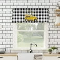 thumbnail image 2 of Rdsfhsp Buffalo Plaid Valance Curtain for Kitchen Windows/Living Room/Bedroom/Cafe, Sweet Honey Bee Yellow Truck Pulling Daisy Flower Spring Summer Window Curtain Valance Rod Pocket 54x18 Inch, 2 of 5