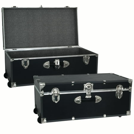 Seward Trunk 30" Collegiate Footlocker Trunk with Wheels, Black