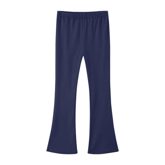 WEIGFI Child High Waist Soft Stretch Casual Pants For Girls With Pockets Comfortable Everyday Wear Holiday Trousers Solid Color Slacks