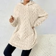 thumbnail image 6 of Women's Fuzzy Knit Hoodies Drawstring Pullover Sweater Casual Plush Warm Long Sleeve Loose Tunic Tops for Leggings (XL, Beige), 6 of 8