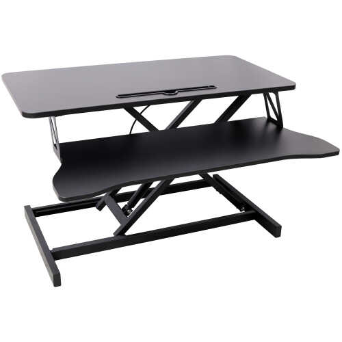 Adjustable Height Standing Desk Converter with Keyboard Tray – Sit to Stand Desktop Riser for Laptop & Monitor, Ergonomic Workstation, Black