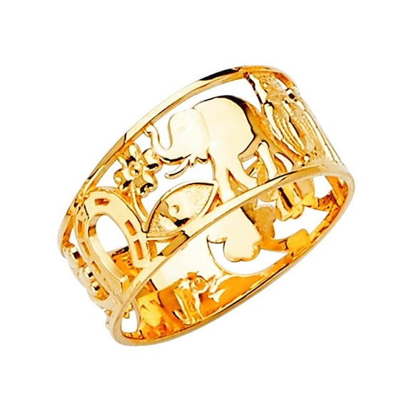 14k Yellow Gold Lucky Ring Size 7 Ring for Women - 3.1 Grams