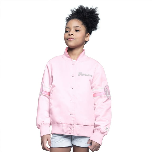 Youth-Starter Light Pink Golden State Warriors Arena Full-Snap Varsity Jacket