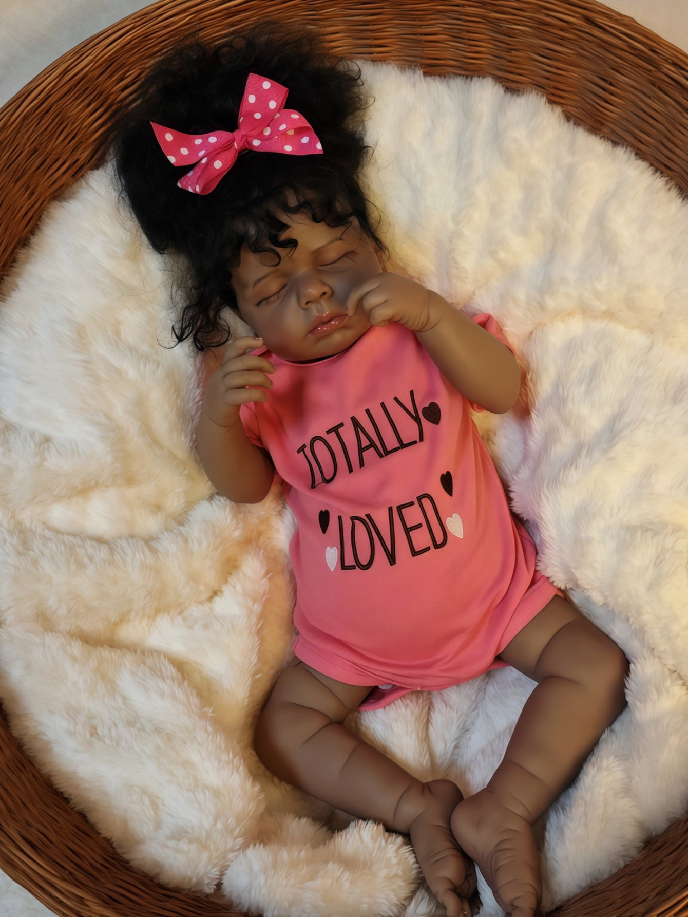 20 Inch Reborn Baby Doll Black Doll, Lifelike Baby Doll with Soft Cloth Body, Hand Rooted Curly Hair, Realistic African American Doll Toy for Kids Age 3+