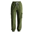 thumbnail image 5 of Womens Casual Sweatpants, Elastic Drawstring Waist Tapered Leg Pants with Multi Pockets, Jogger Pants for Fitness & Running | VerBelle,Army Green L, 5 of 7